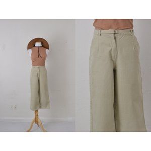 Vintage 90s Beige Cotton Crop‎ Pants | 26 waist